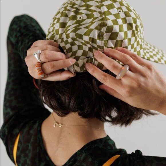 Baggu Baseball Cap-Moss Trippy Checker - Picture 3 of 5